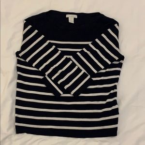 H&M blue and white stripes boat neck top